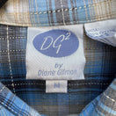 Switch Diane Gilman Western Cowgirl Boho Floral Embroidered Plaid Shirt Blue Womens M 2 image