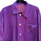 Switch Vintage Blue &amp; Red Geometric Pattern Long Sleeve Button-Up Shirt With Pockets 2 image