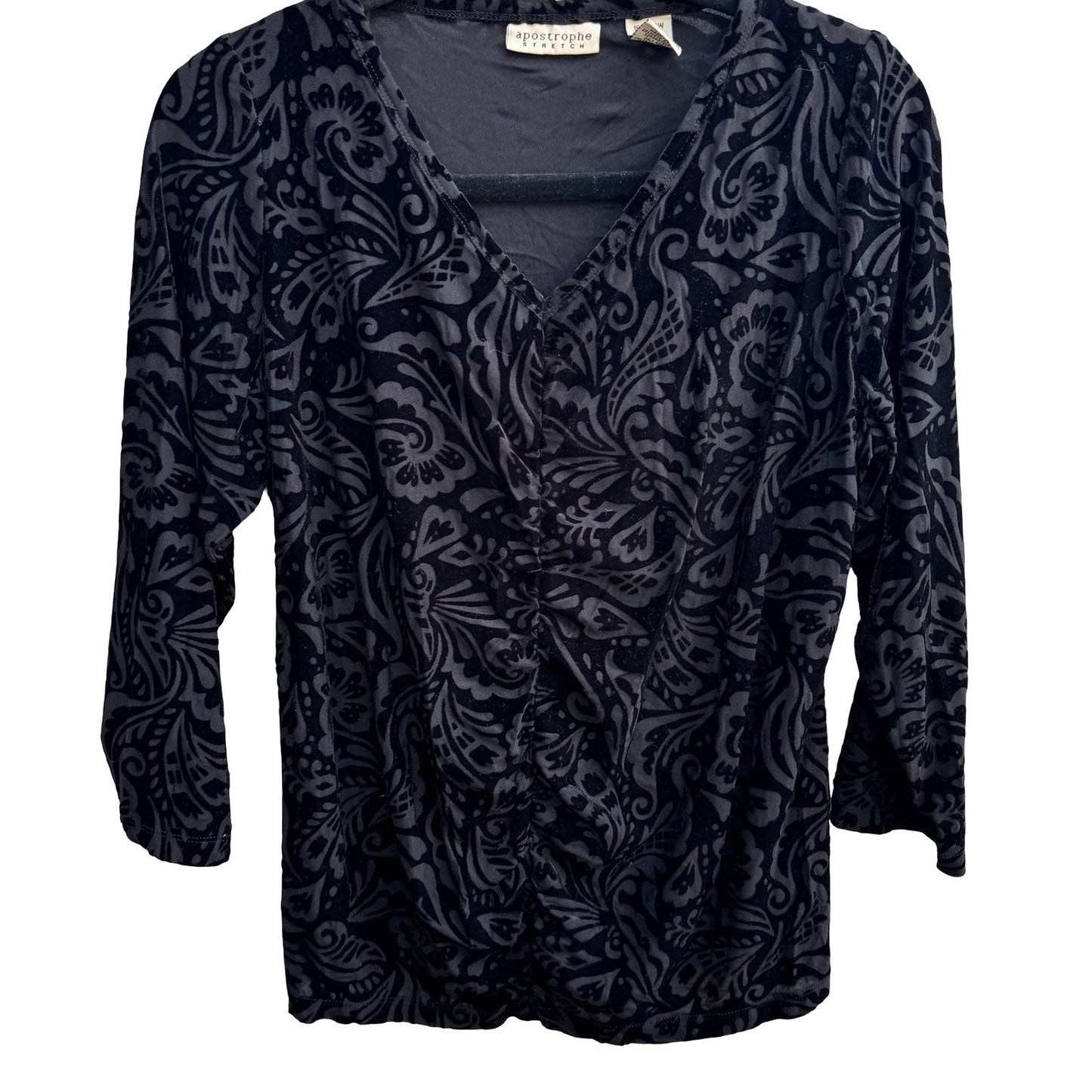 Apostrophe Whimsigoth Gothic Dark Romance Paisley Velvet Burnout Ruched Top 16