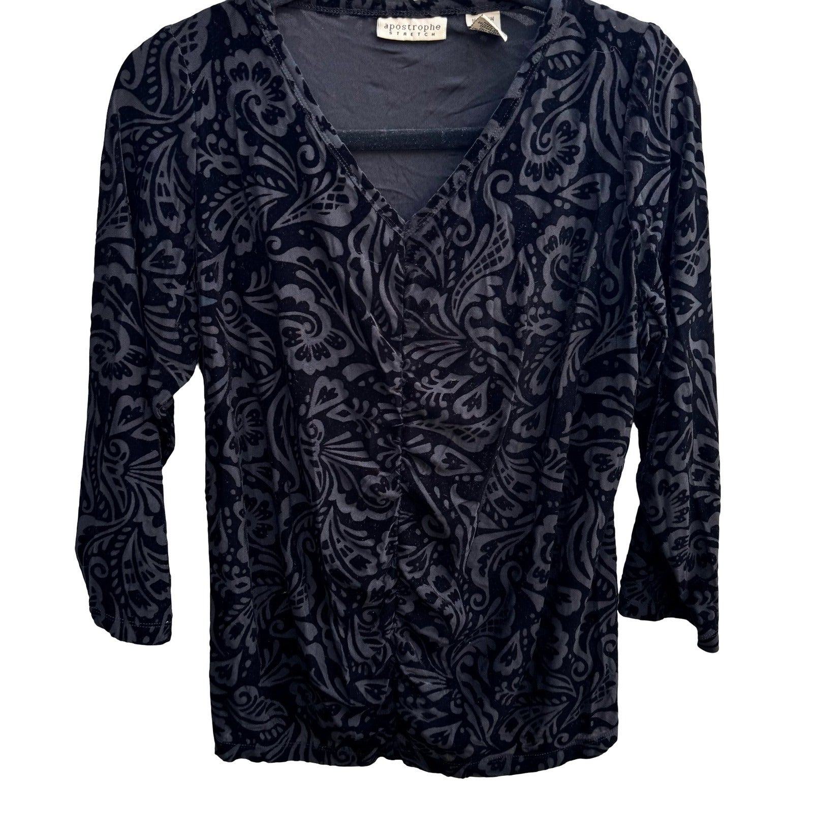 Apostrophe Whimsigoth Gothic Dark Romance Paisley Velvet Burnout Ruched Top 16
