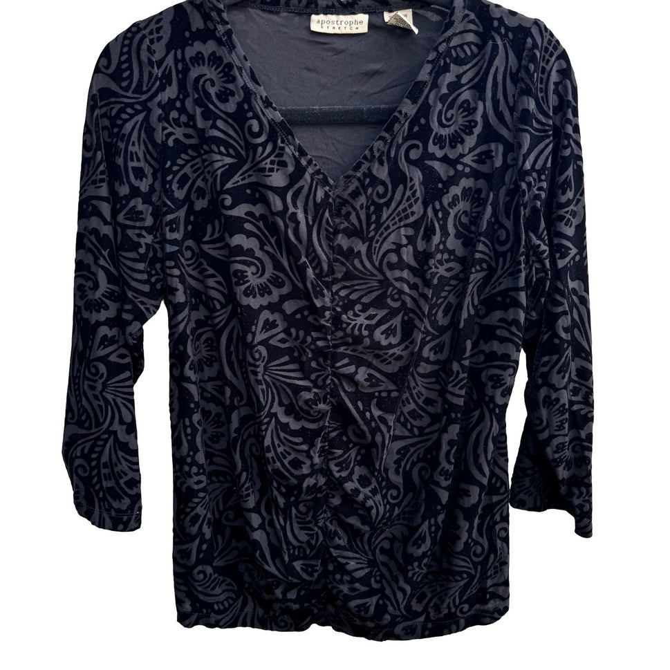 Apostrophe Whimsigoth Gothic Dark Romance Paisley Velvet Burnout Ruched Top 16