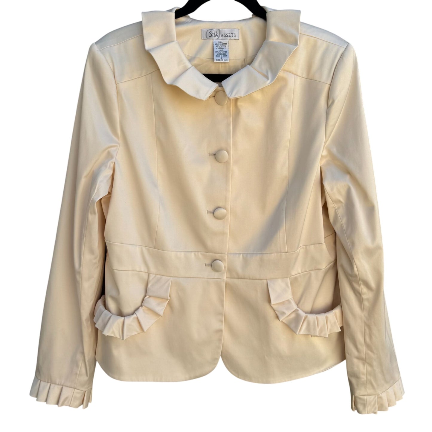 Silk Assets Diane Von Furstenberg Womens Ruffled Peter Pan Collar Blazer Jacket L