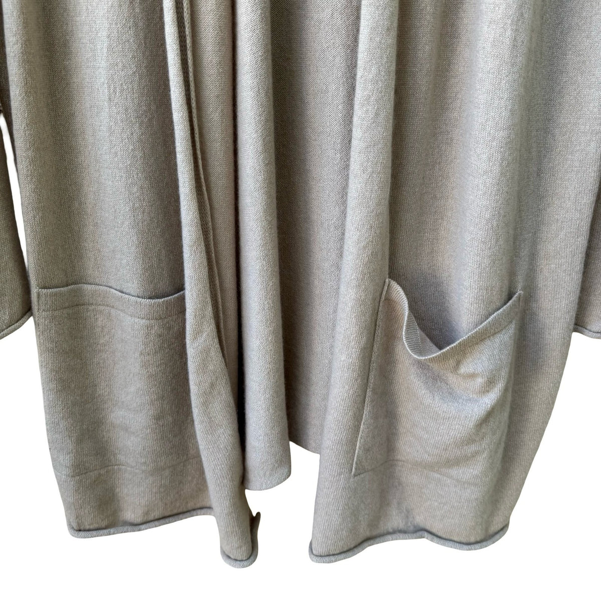Eileen Fisher 100% Cashmere Minimalist Quiet Luxury Open Front Cardigan Beige M