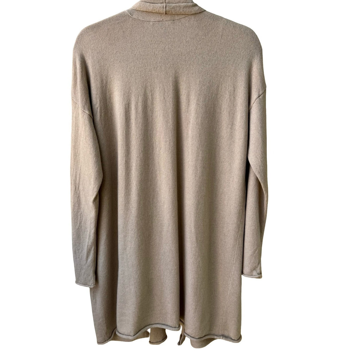 Eileen Fisher 100% Cashmere Minimalist Quiet Luxury Open Front Cardigan Beige M