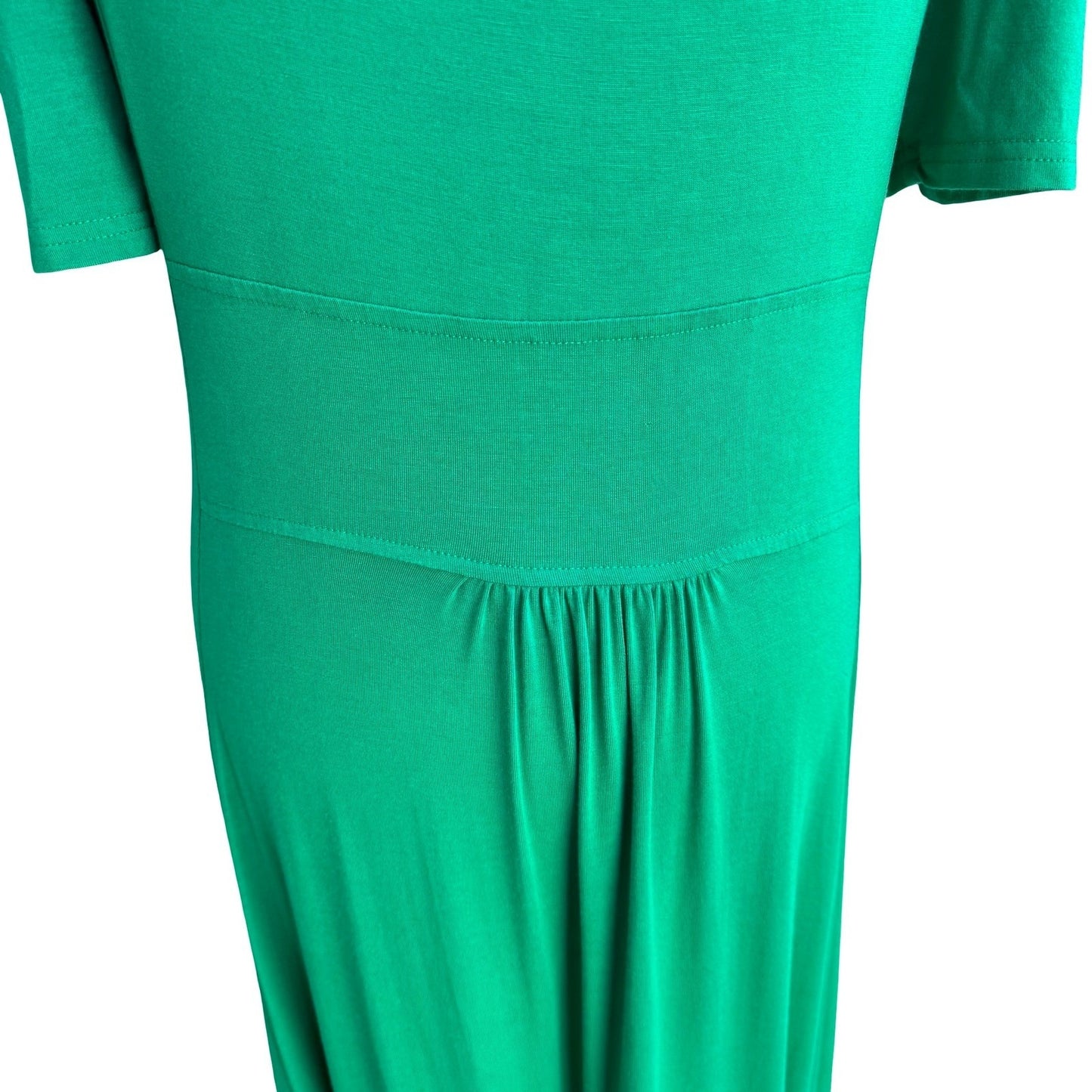Liz Lange Grecian Resortwear Cold Shoulder Draped Ring Waist Maxi Dress Green L