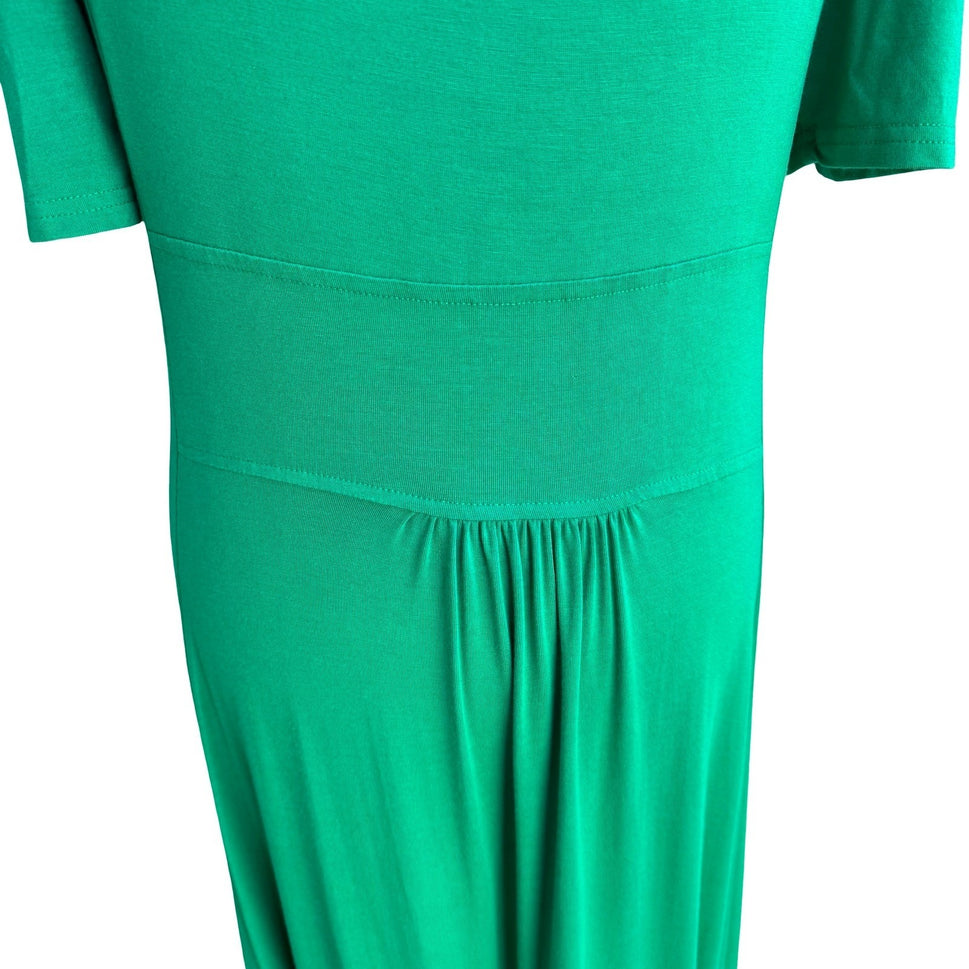 Liz Lange Grecian Resortwear Cold Shoulder Draped Ring Waist Maxi Dress Green L