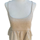 Switch Joes Jeans Coastal Beachy Boho Linen Blend Tiered Peplum Camisole Top Oatmeal S 3 image
