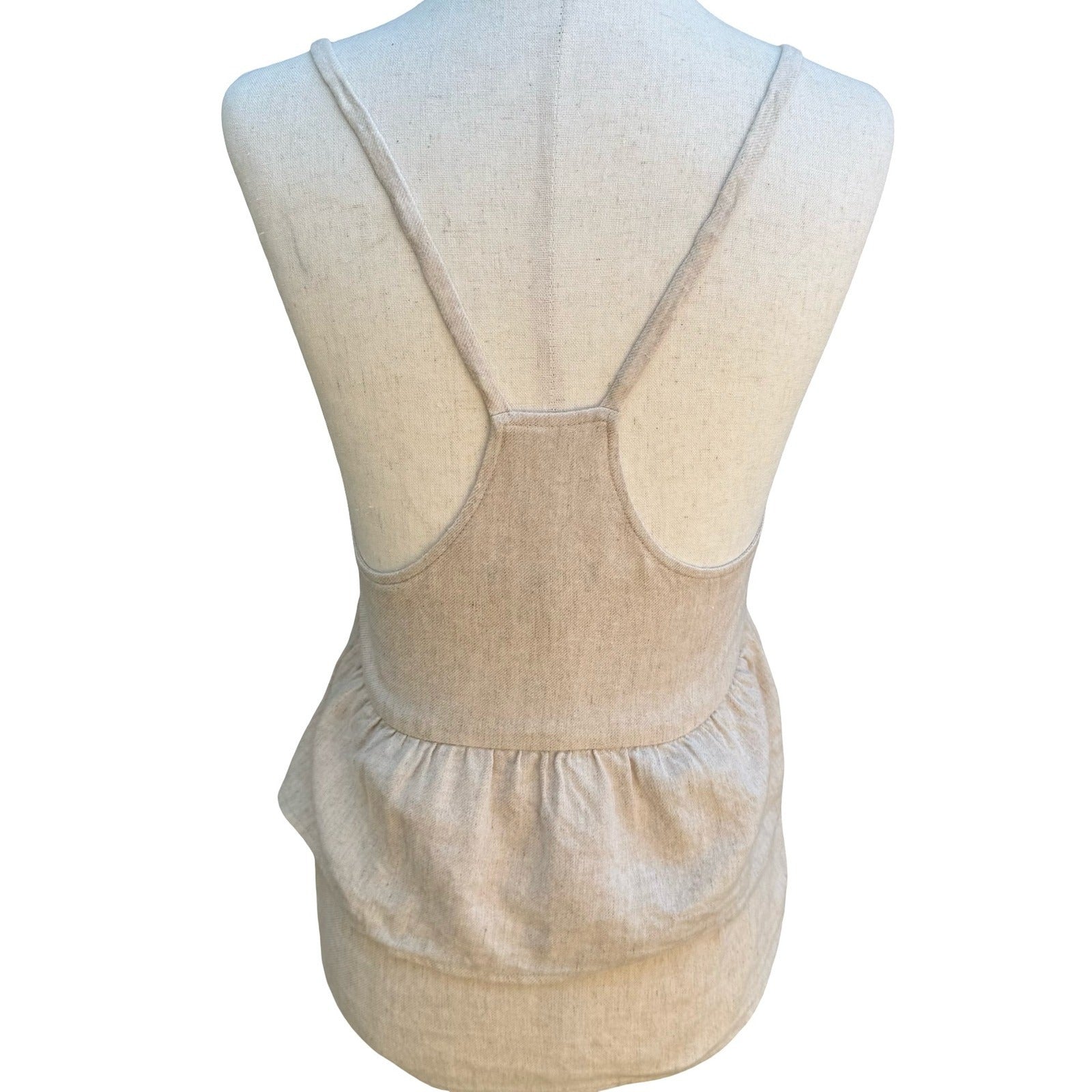 Joes Jeans Coastal Beachy Boho Linen Blend Tiered Peplum Camisole Top Oatmeal S