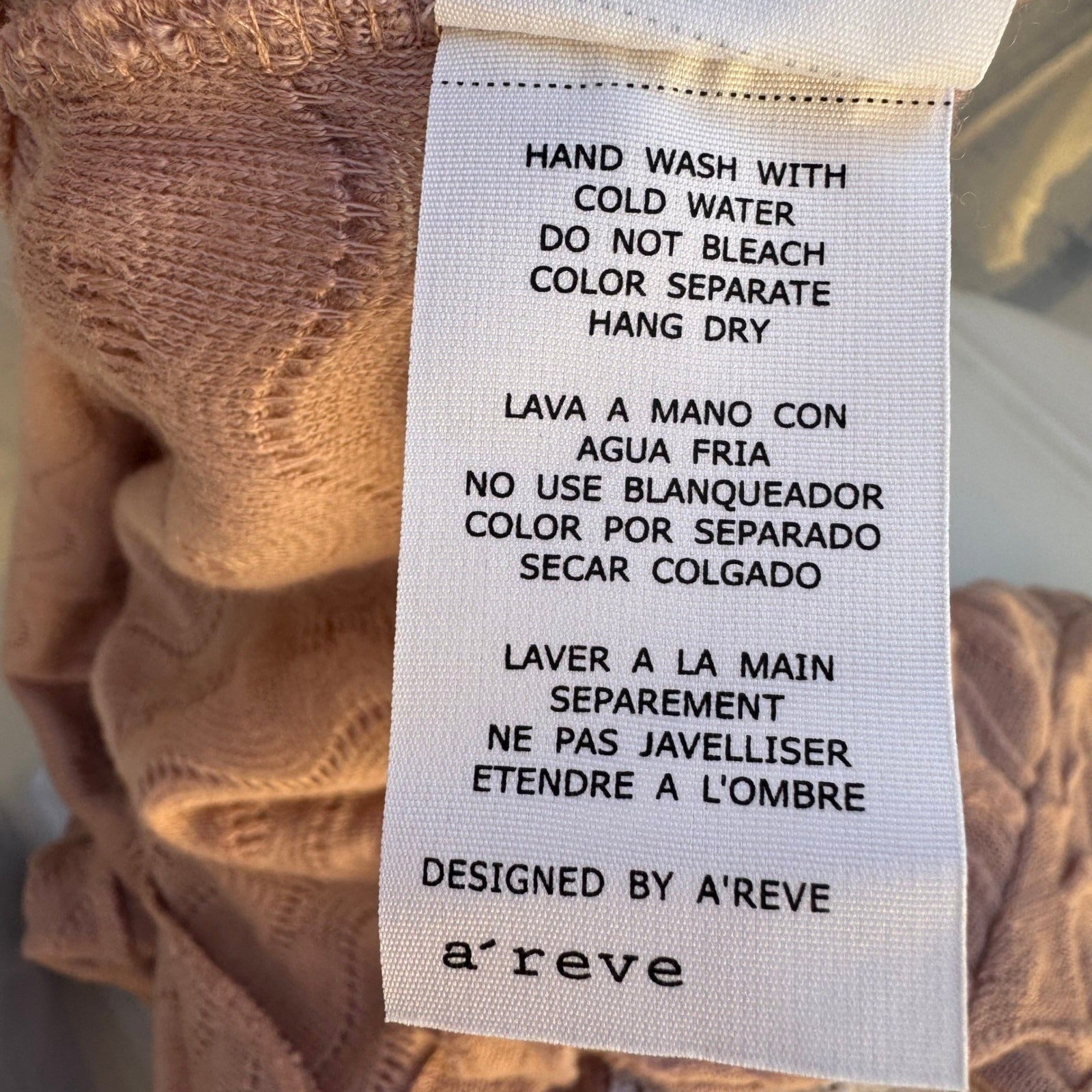 A'reve Coquette Romantic Wavy Textured Knit Mesh Lace Yoke Tie Neck Sweater S
