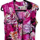 Switch Dana Buchman Hot Pink Floral Cowl Neck Sleeveless Blouse Knit Top Pink Womens M 3 image