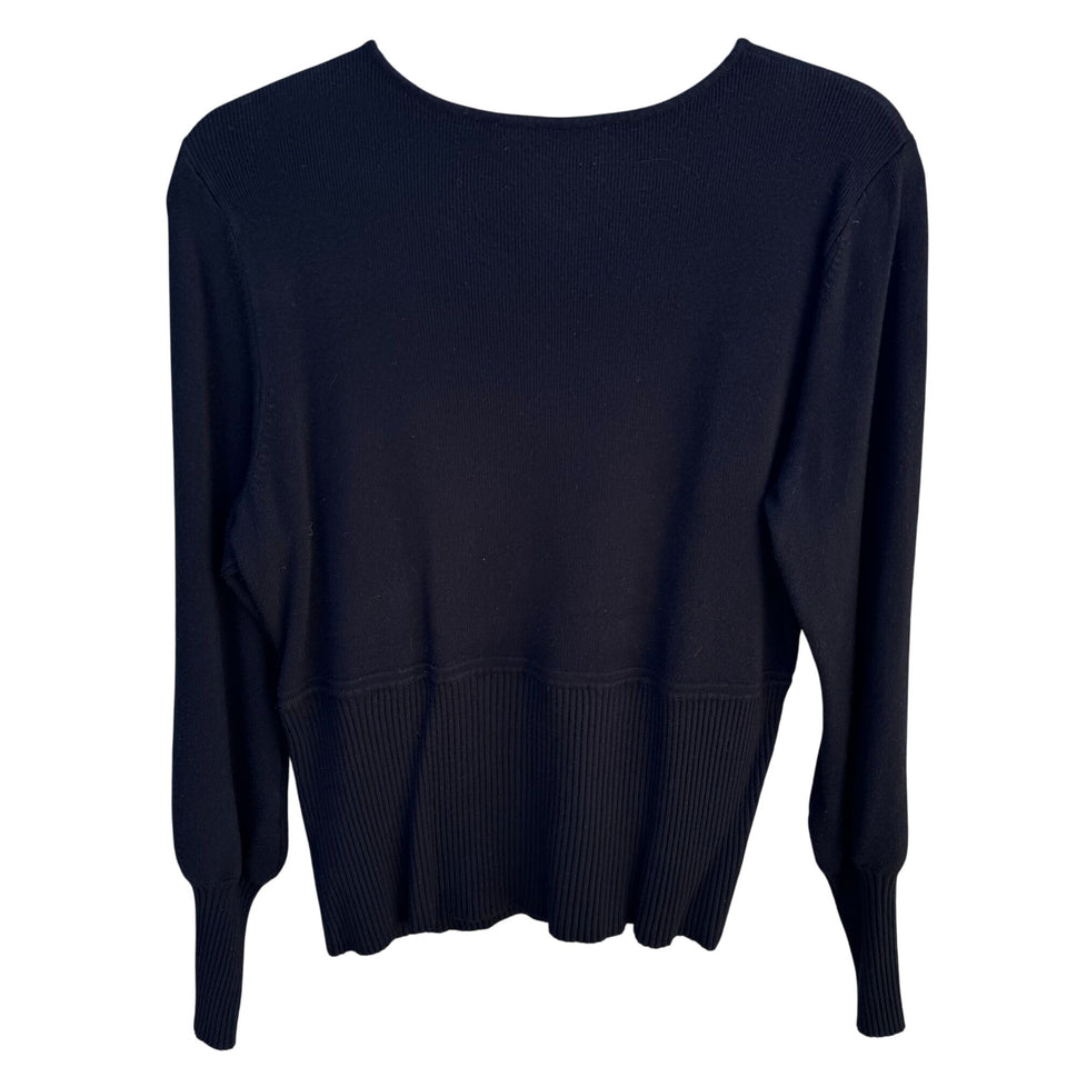 Linea Louis DellOlio Vintage Womens Black Long Sleeve Band Waist Knit Sweater L