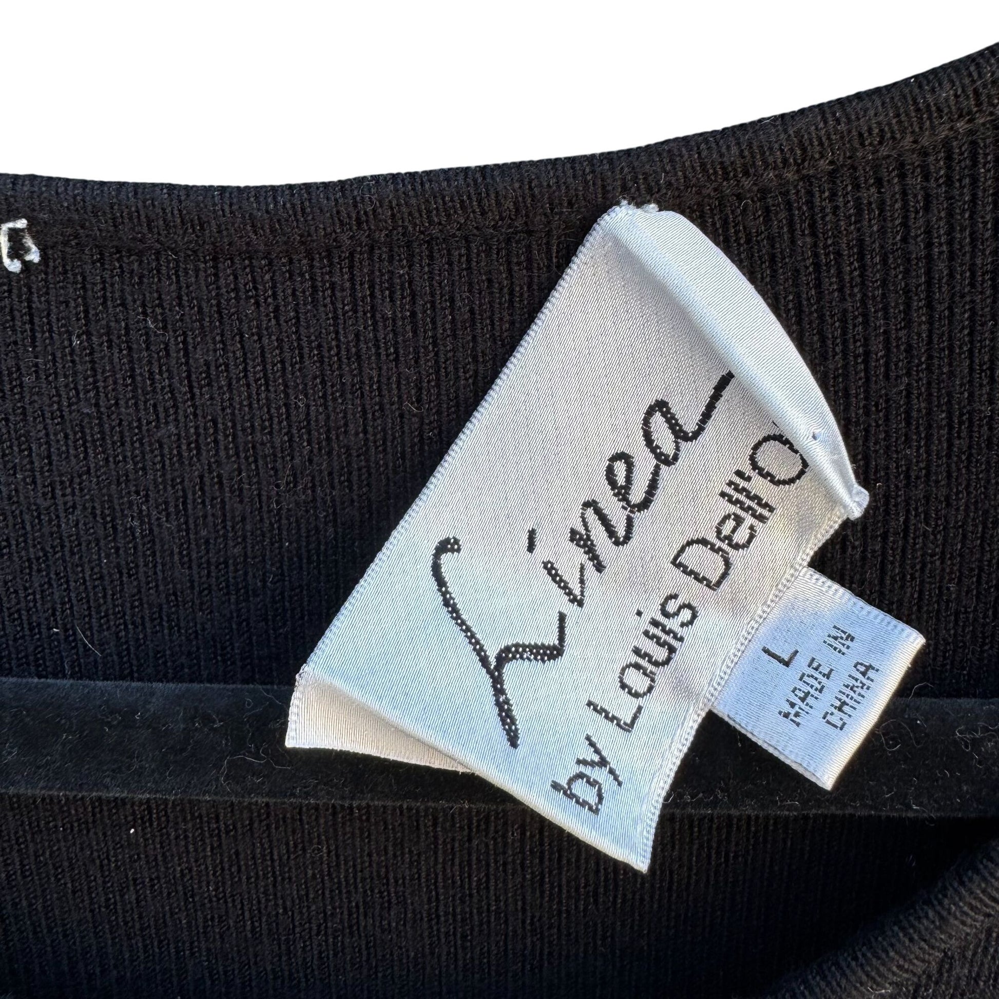 Linea Louis DellOlio Vintage Womens Black Long Sleeve Band Waist Knit Sweater L