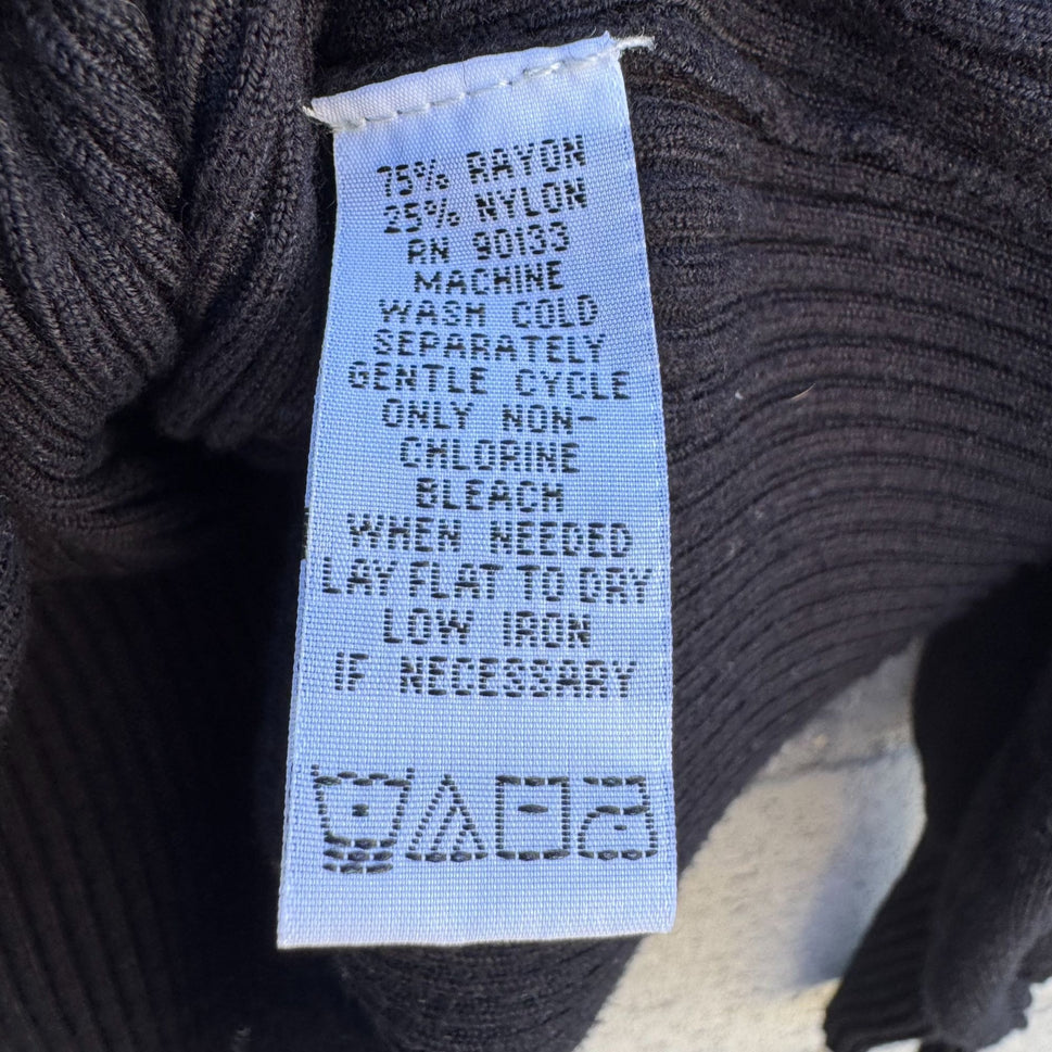 Linea Louis DellOlio Vintage Womens Black Long Sleeve Band Waist Knit Sweater L