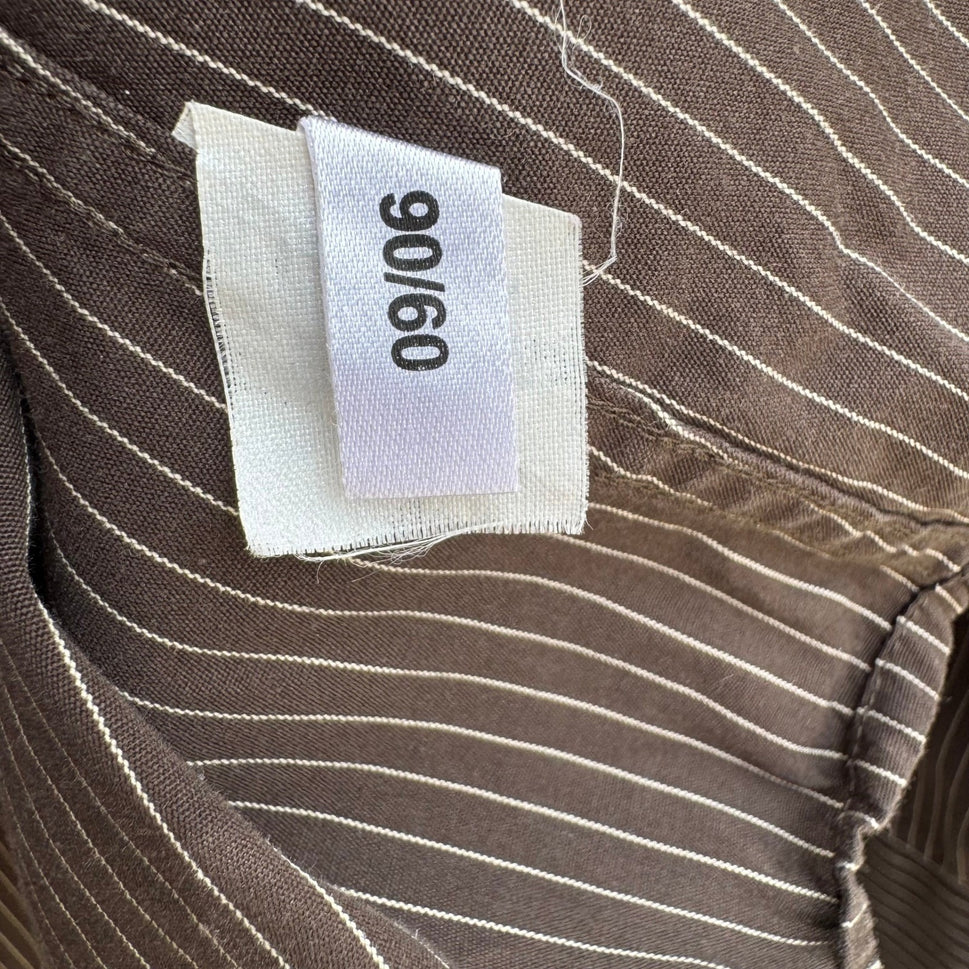 Express Design Studio Mens XL Brown Pinstripe 80s 2 Ply Cotton Modern Fit Shirt