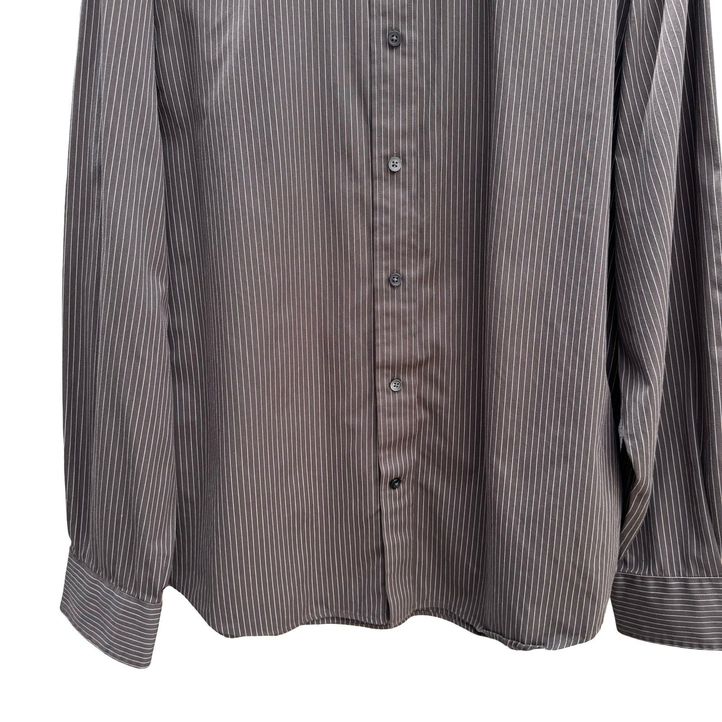 Express Design Studio Mens XL Brown Pinstripe 80s 2 Ply Cotton Modern Fit Shirt