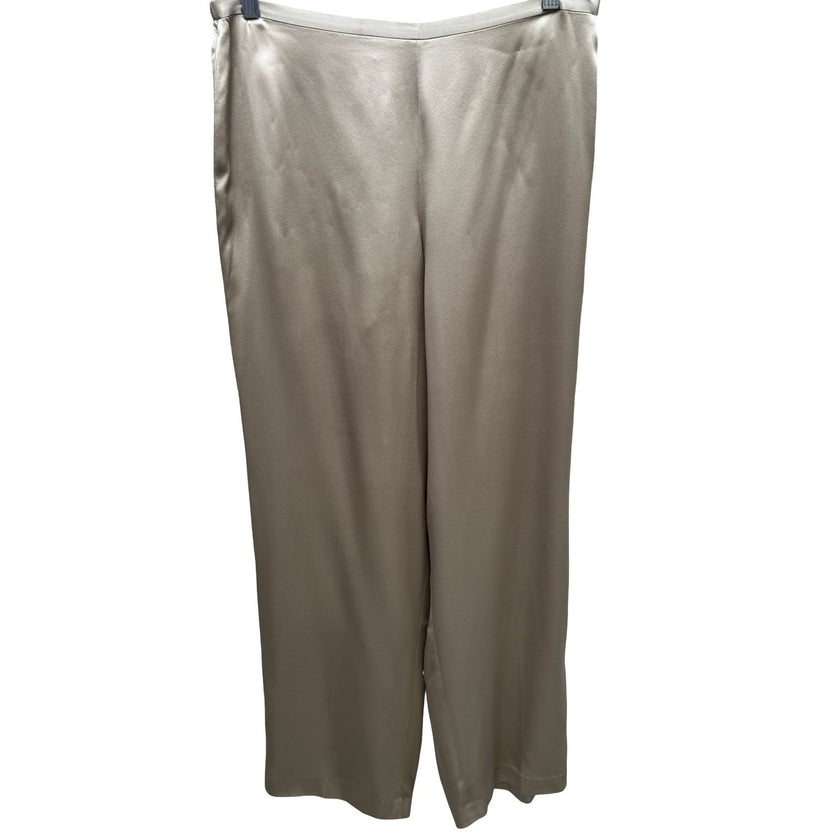 Bloomingdales Silk Minimalist Quiet Luxury Wide Leg Evening Pants Gold 14 NEW