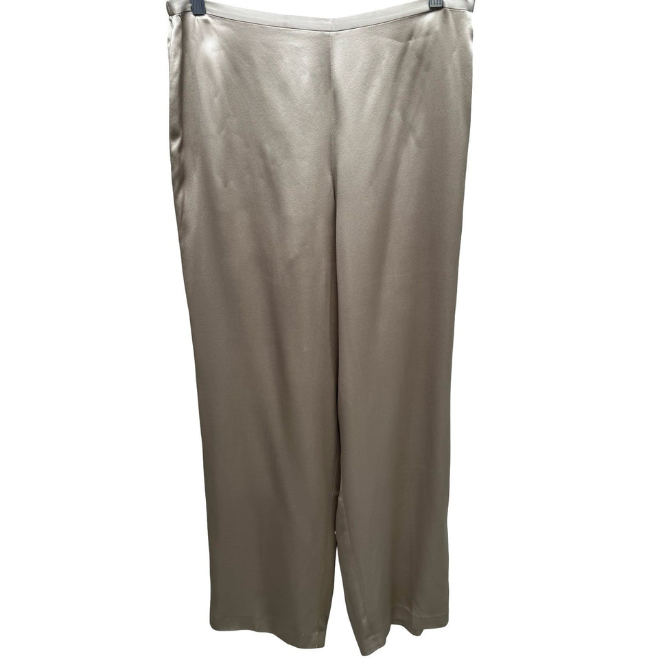 Bloomingdales Silk Minimalist Quiet Luxury Wide Leg Evening Pants Gold 14 NEW