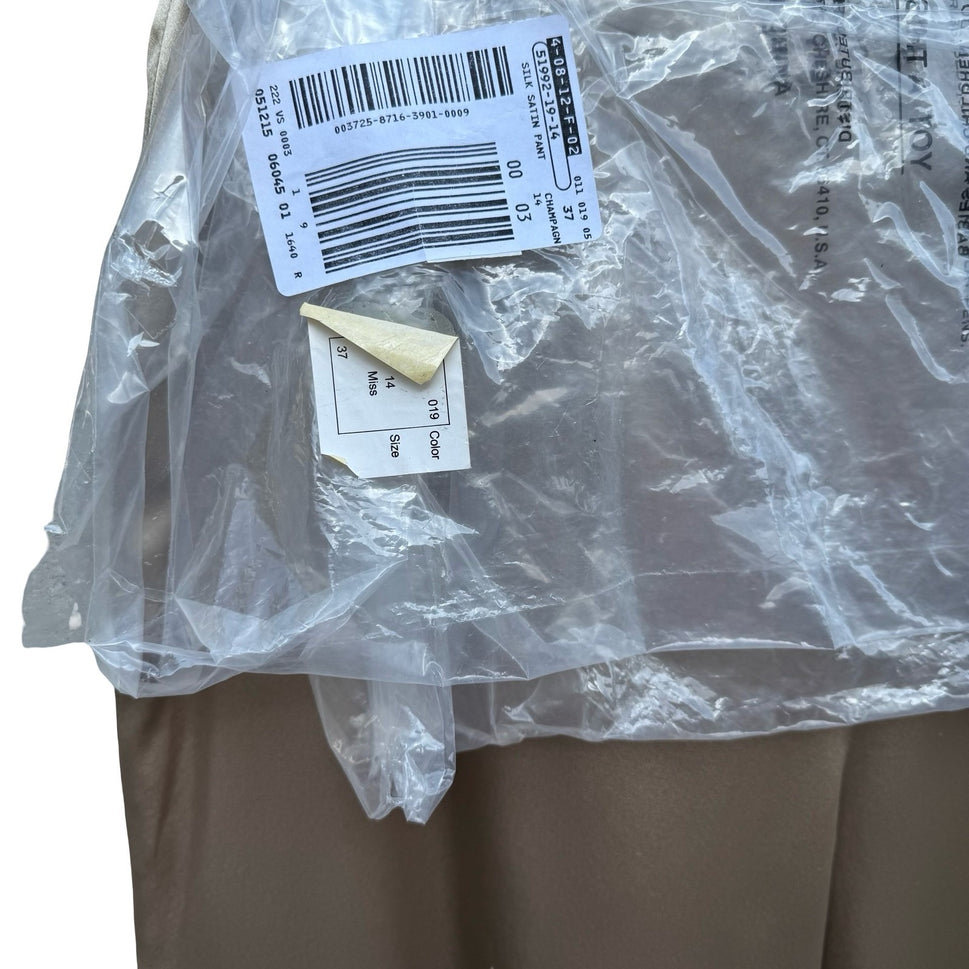 Bloomingdales Silk Minimalist Quiet Luxury Wide Leg Evening Pants Gold 14 NEW