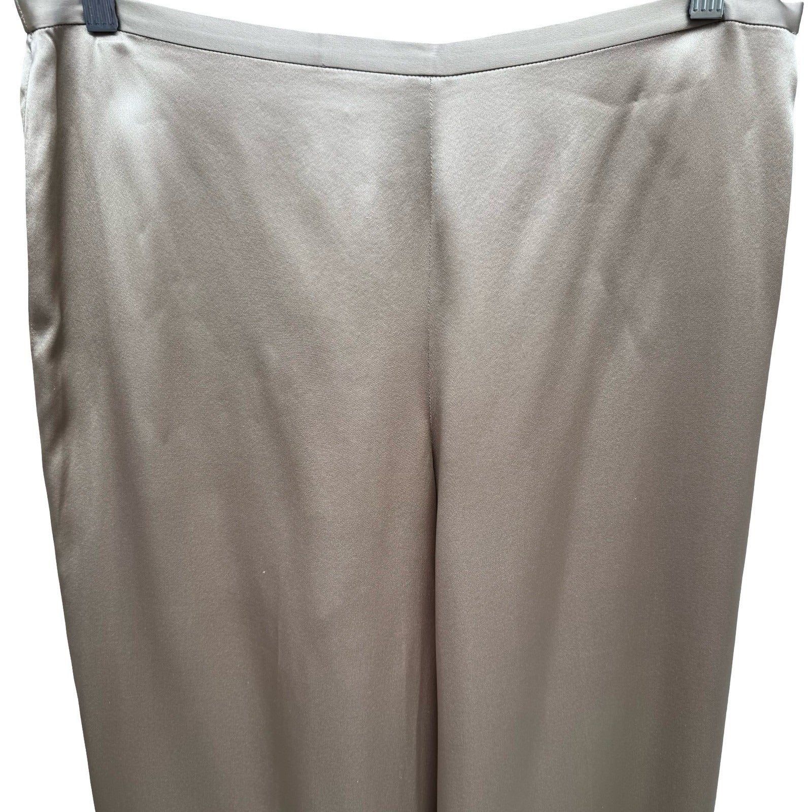 Bloomingdales Silk Minimalist Quiet Luxury Wide Leg Evening Pants Gold 14 NEW
