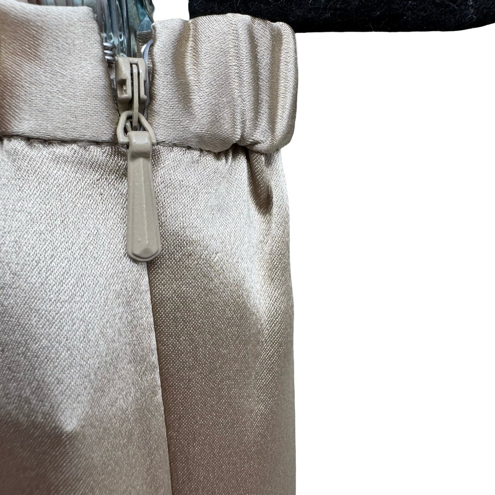 Bloomingdales Silk Minimalist Quiet Luxury Wide Leg Evening Pants Gold 14 NEW