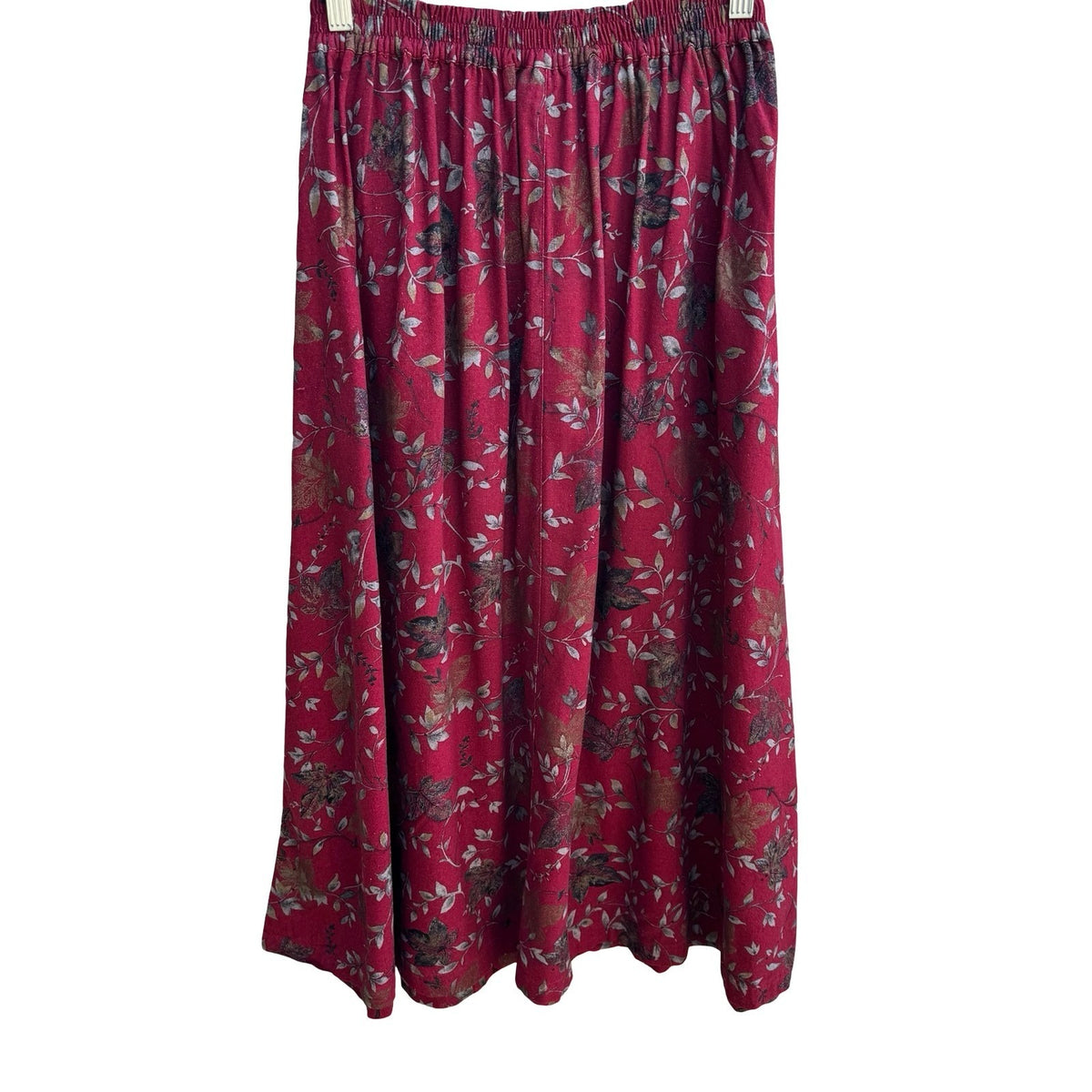 Cervelle Vintage 100% Silk Cottagecore Whimsigoth Flowy Floral Leaf Maxi Skirt S