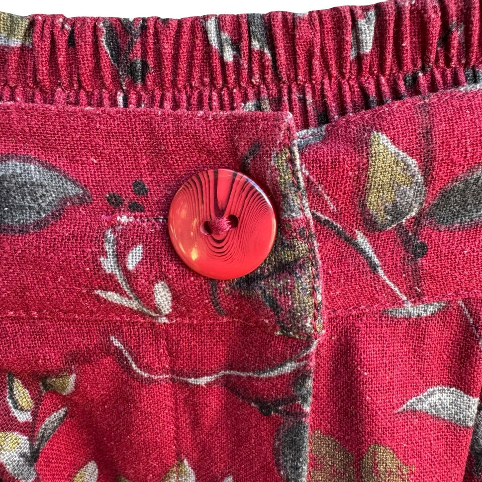 Cervelle Vintage 100% Silk Cottagecore Whimsigoth Flowy Floral Leaf Maxi Skirt S