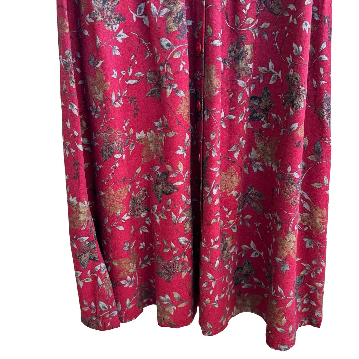 Cervelle Vintage 100% Silk Cottagecore Whimsigoth Flowy Floral Leaf Maxi Skirt S