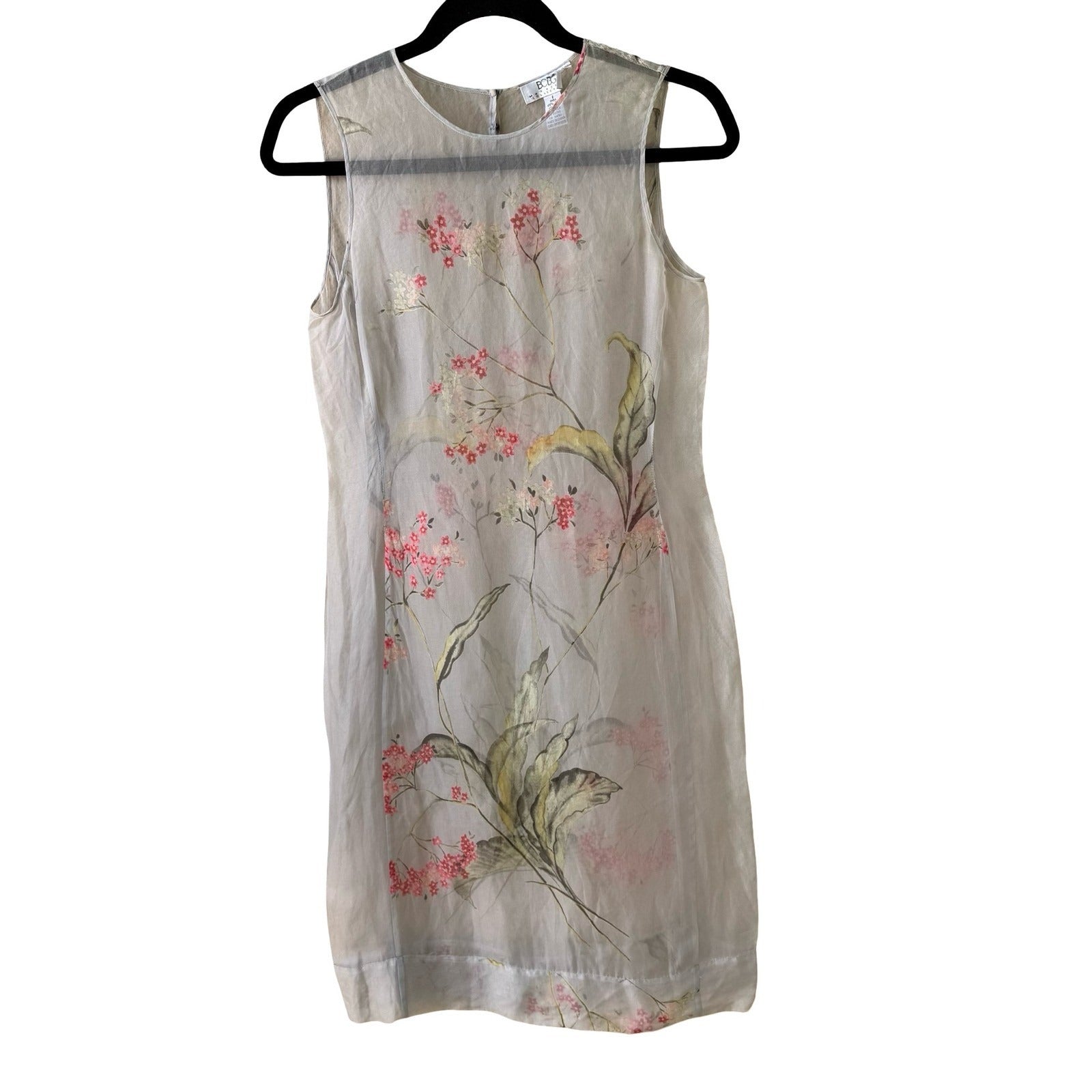 BCBG Max Azria Collection Y2K Silk Sheer Fairycore Ethereal Floral Shift Dress 2