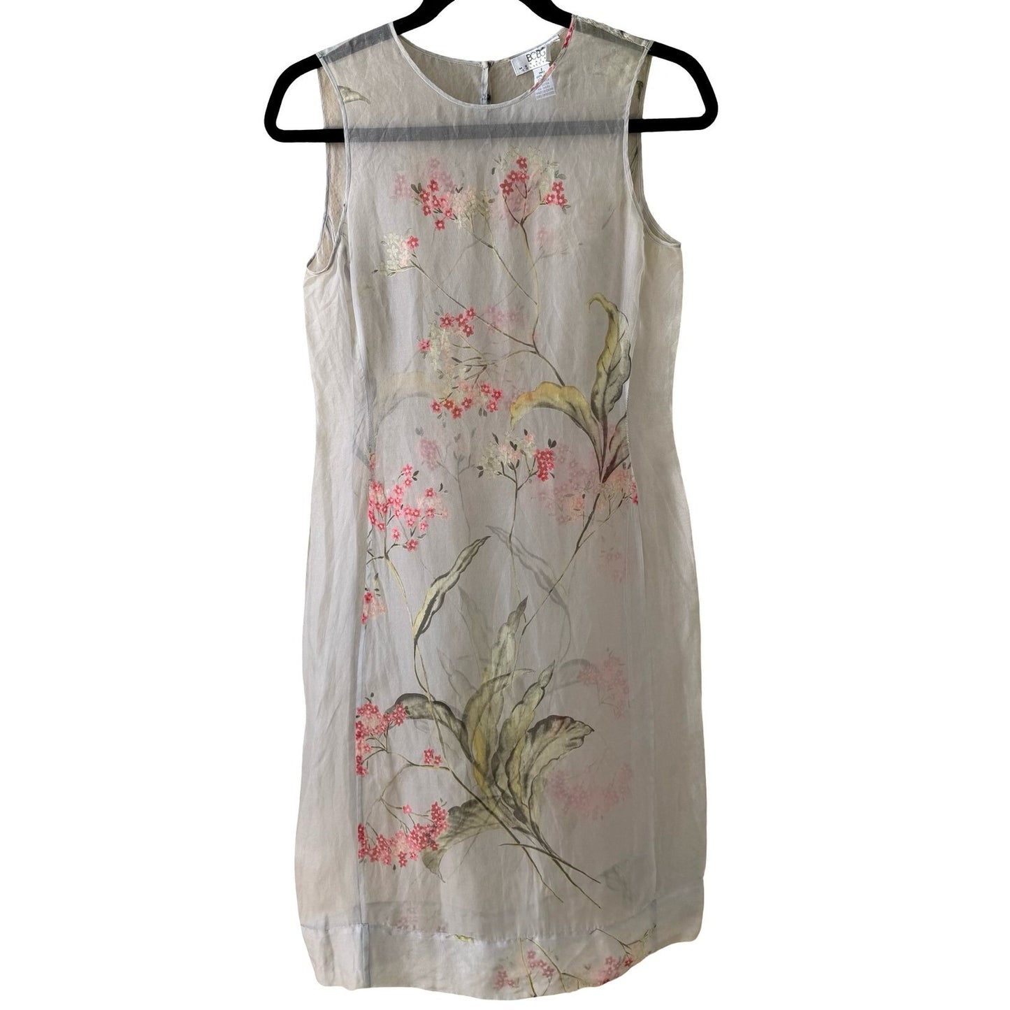 BCBG Max Azria Collection Y2K Silk Sheer Fairycore Ethereal Floral Shift Dress 2