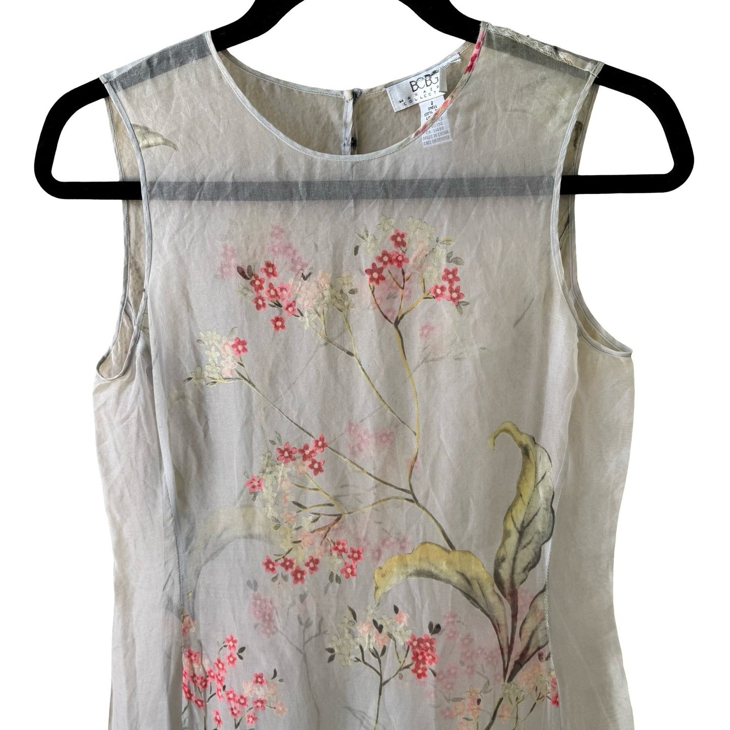 BCBG Max Azria Collection Y2K Silk Sheer Fairycore Ethereal Floral Shift Dress 2