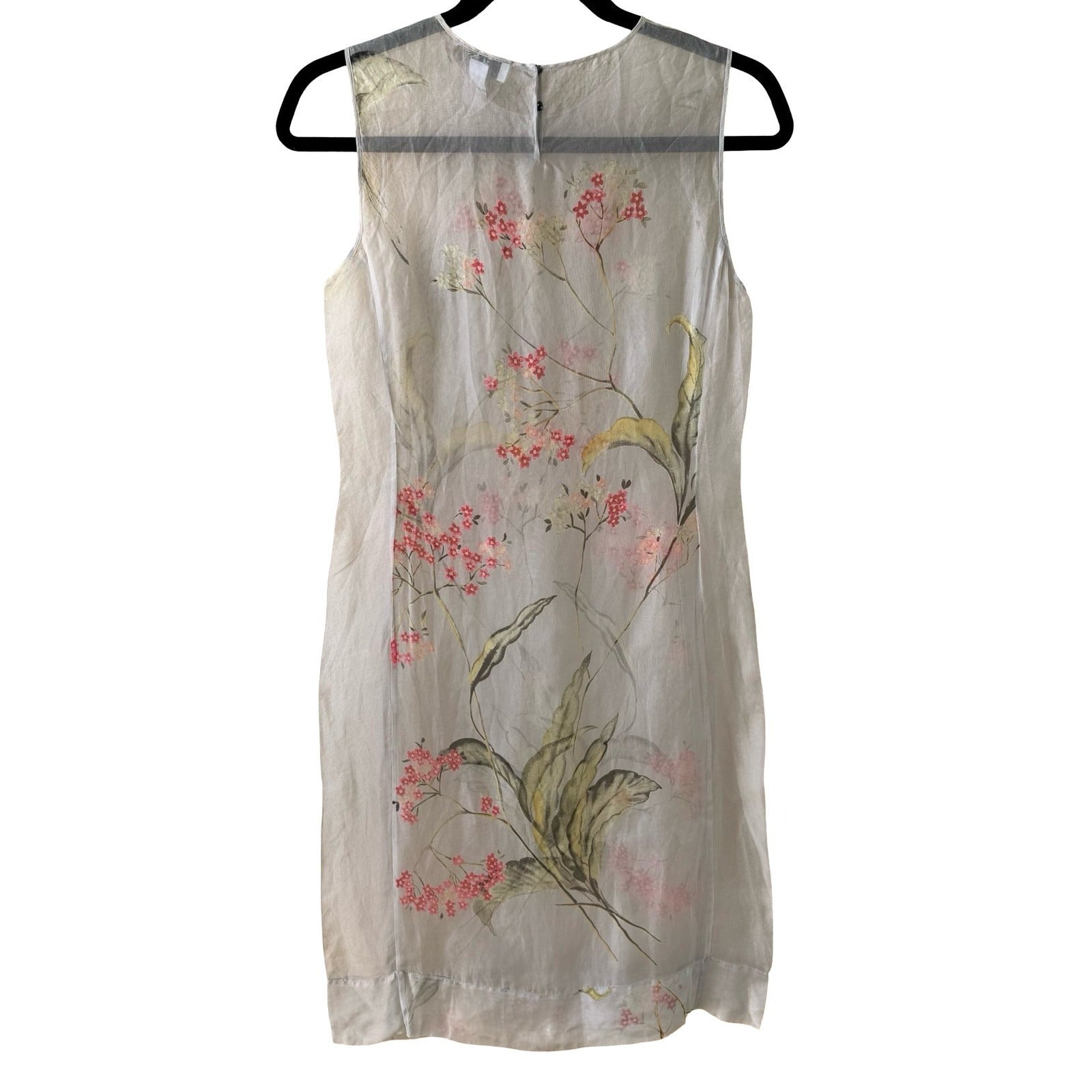 BCBG Max Azria Collection Y2K Silk Sheer Fairycore Ethereal Floral Shift Dress 2