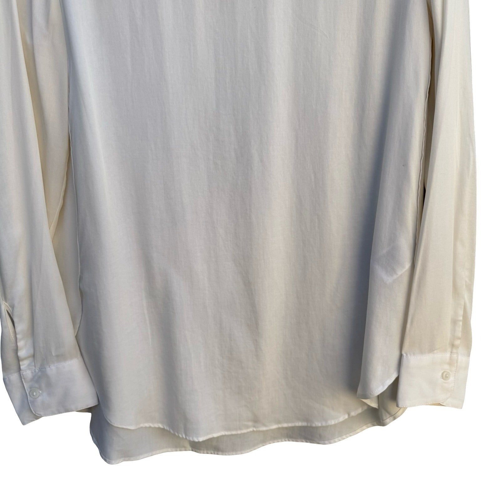 Banana Republic Womens Cream Long Sleeve Tulip Hem Scoop Neck Blouse Small NWT