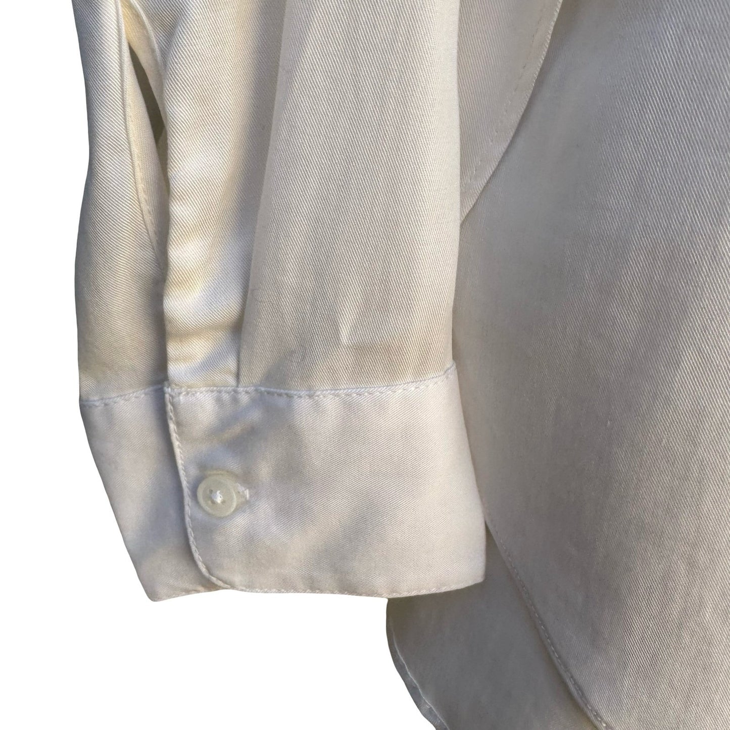 Banana Republic Womens Cream Long Sleeve Tulip Hem Scoop Neck Blouse Small NWT