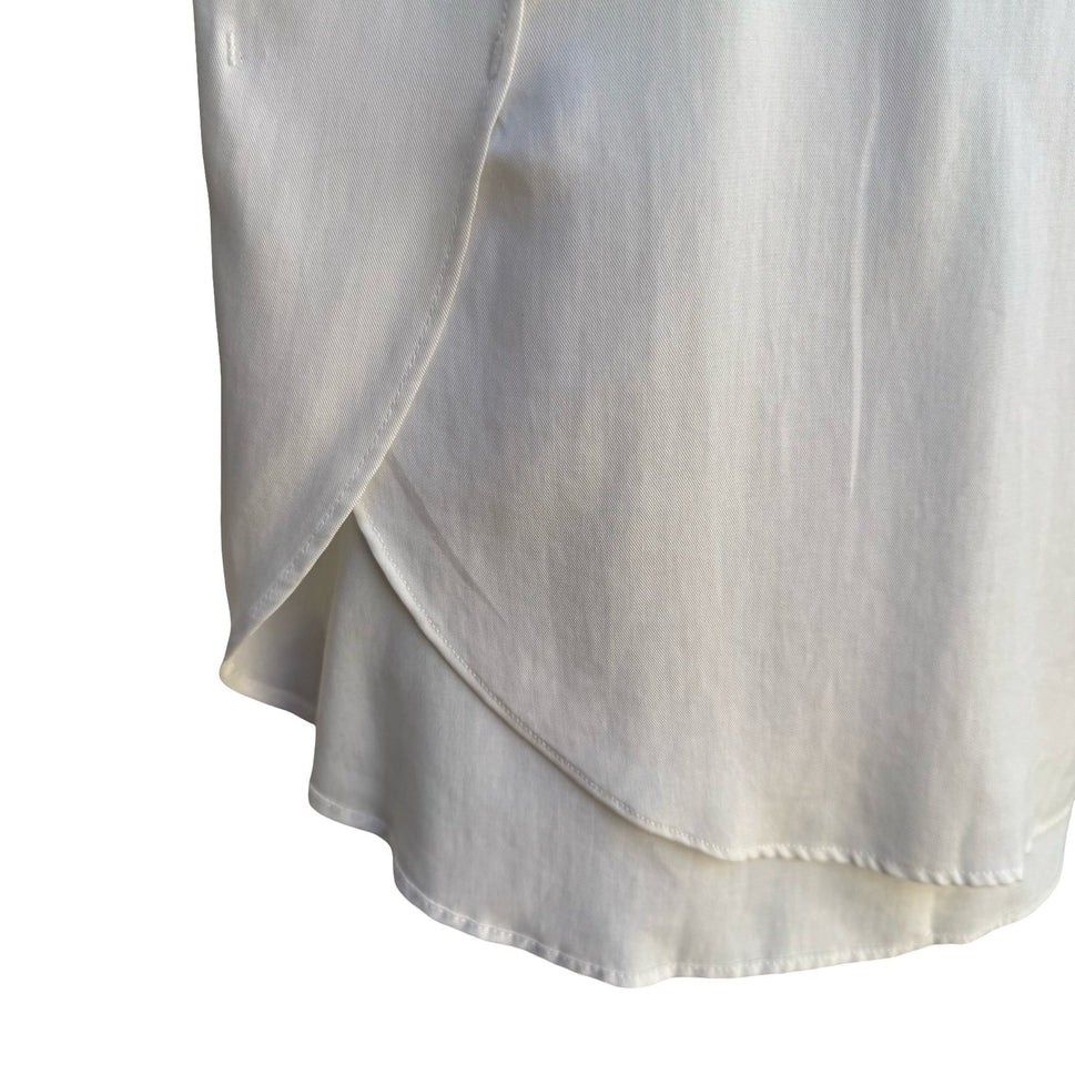 Banana Republic Womens Cream Long Sleeve Tulip Hem Scoop Neck Blouse Small NWT