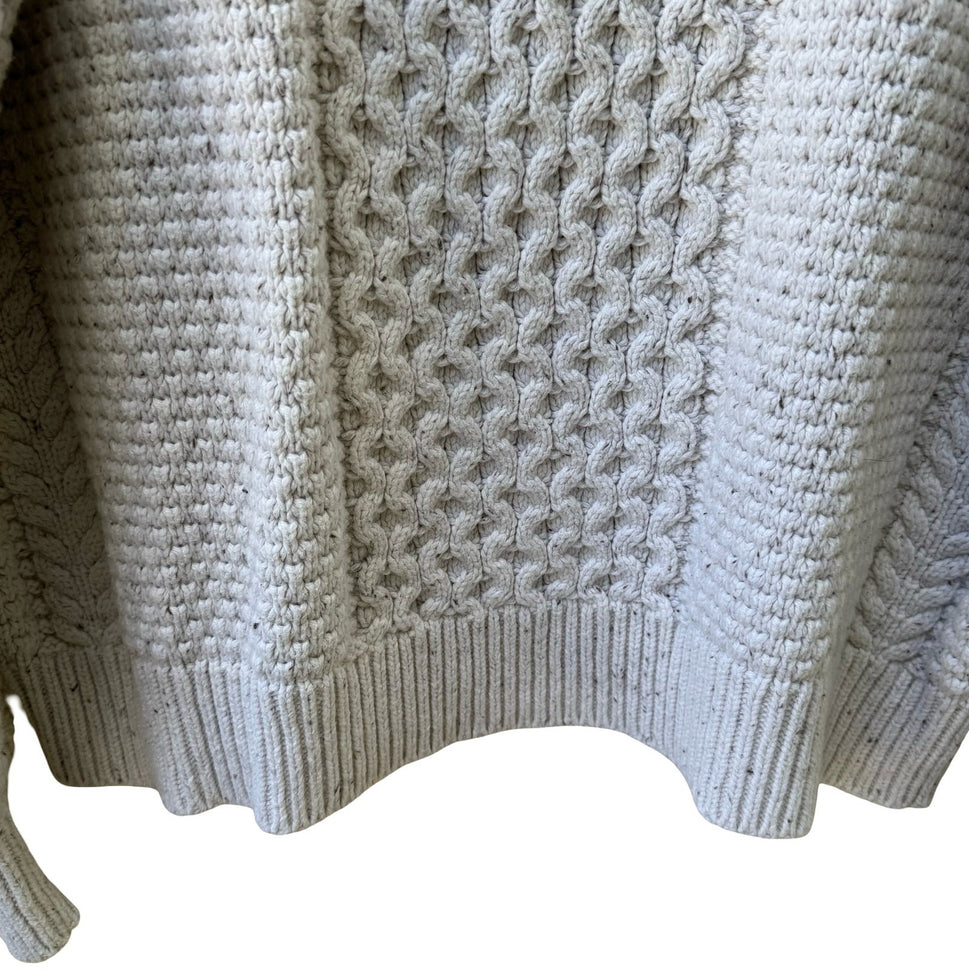 Mutual Weave Nautical Hygge Cable Knit Coastal Fisherman Sweater Cream Mens XXL