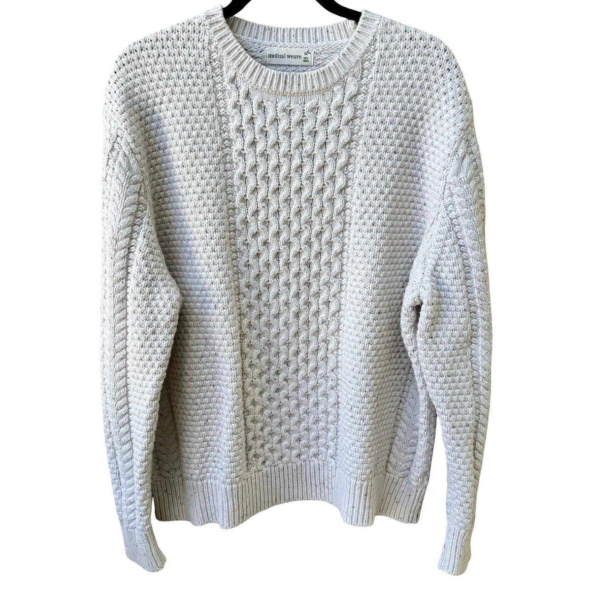 Mutual Weave Nautical Hygge Cable Knit Coastal Fisherman Sweater Cream Mens XXL