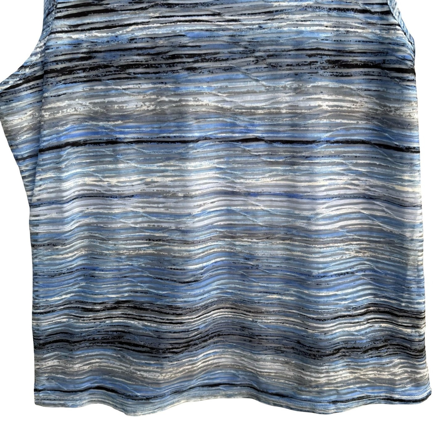 Kasper Coastal Nautical Careerwear Space Dye Striped Sleeveless Scoop Neck Top L