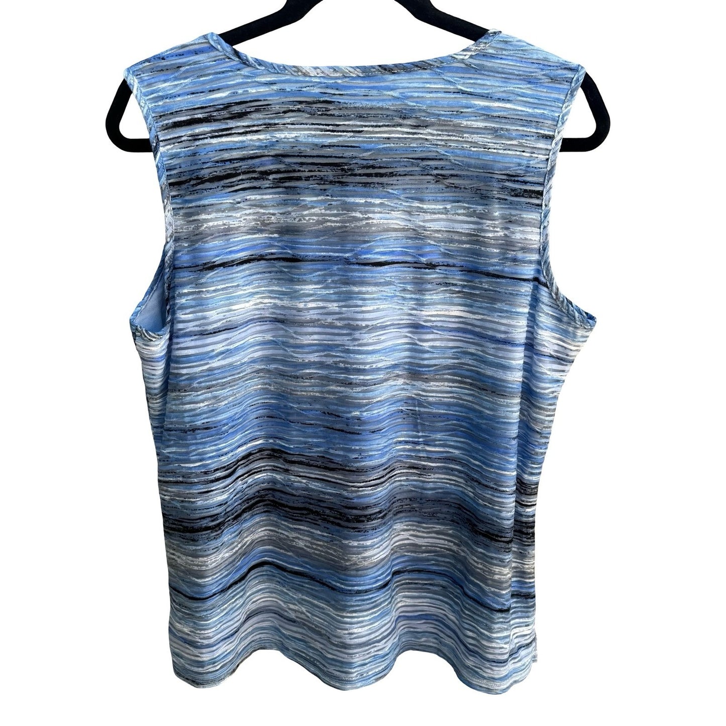 Kasper Coastal Nautical Careerwear Space Dye Striped Sleeveless Scoop Neck Top L