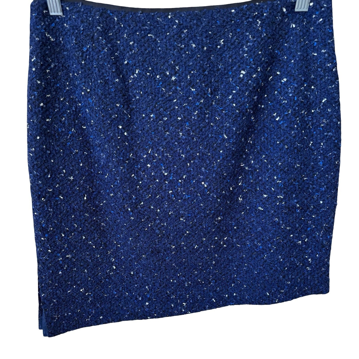 Elie Tahari Old Money Tweed Mini Skirt Wool Blend Textured Pencil Blue Womens 6