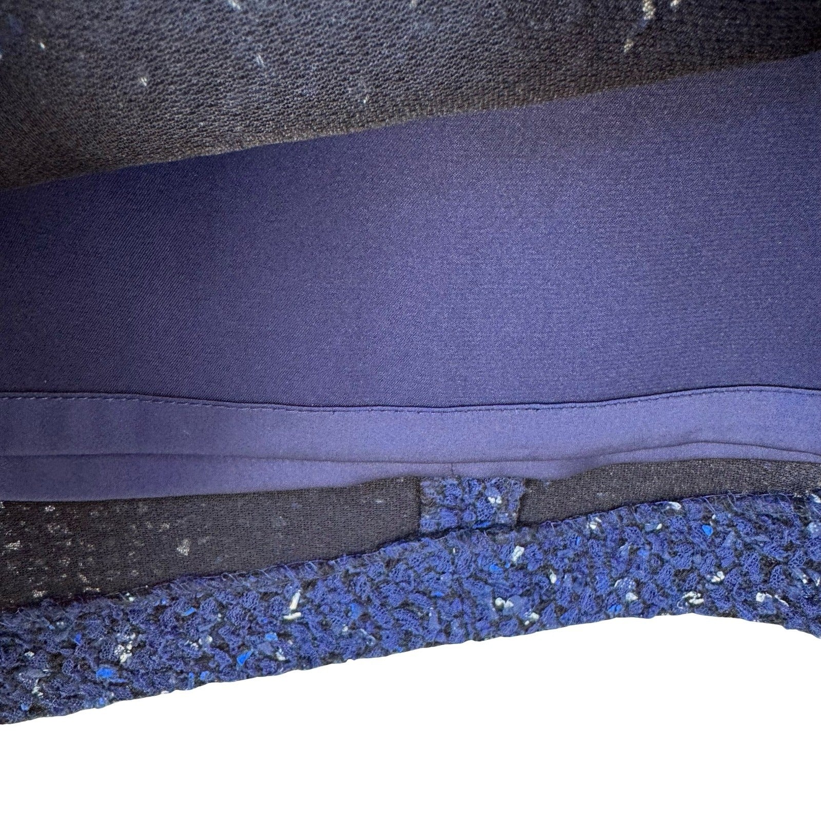 Elie Tahari Old Money Tweed Mini Skirt Wool Blend Textured Pencil Blue Womens 6