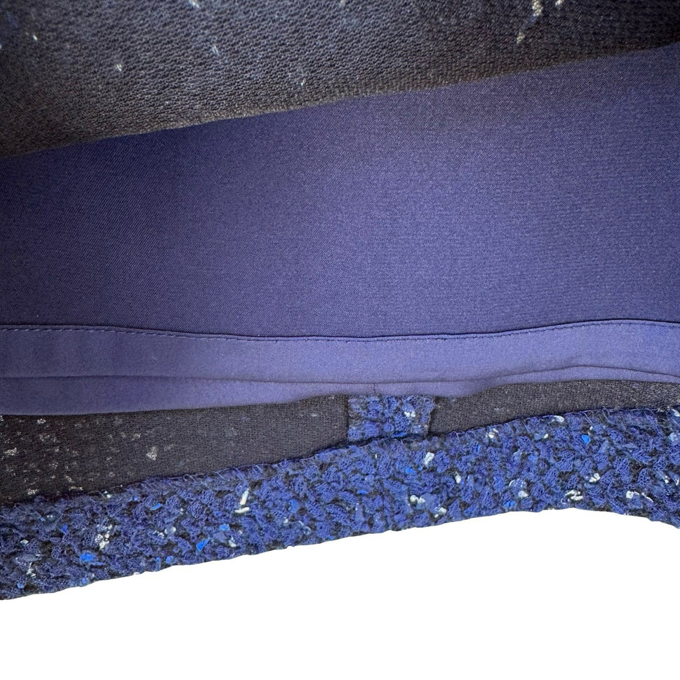 Elie Tahari Old Money Tweed Mini Skirt Wool Blend Textured Pencil Blue Womens 6