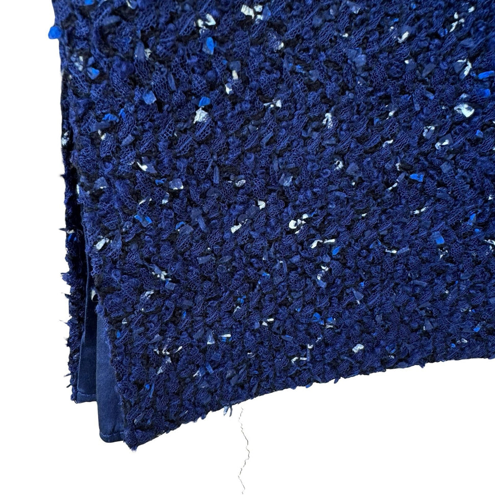 Elie Tahari Old Money Tweed Mini Skirt Wool Blend Textured Pencil Blue Womens 6