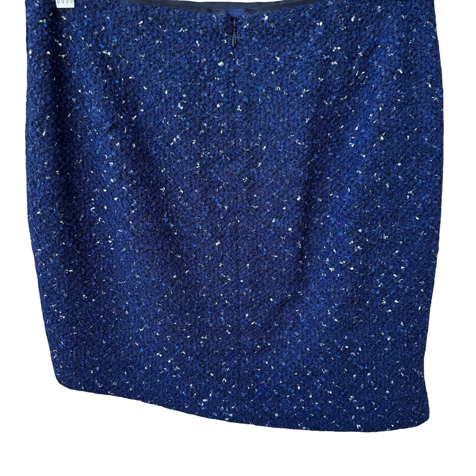 Elie Tahari Old Money Tweed Mini Skirt Wool Blend Textured Pencil Blue Womens 6
