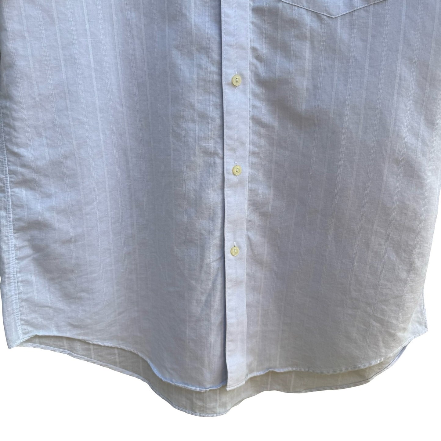 Manhattan Vintage 90s Preppy Shadow Stripe Linen Cotton Shirt Pastel Blue Mens L