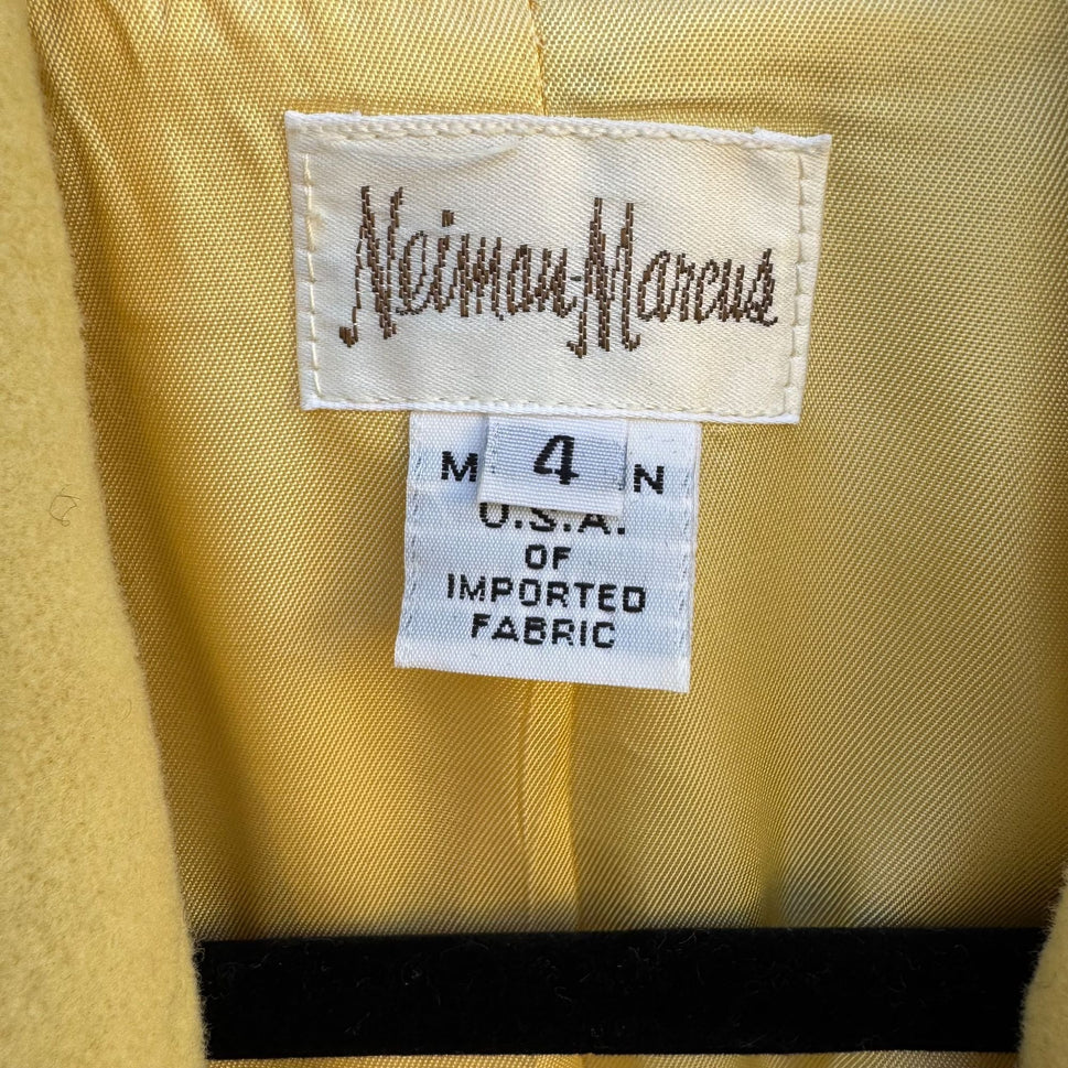 Neiman Marcus Vintage Womens Yellow Cashmere Wool Leather Buttons Blazer Jacket 4