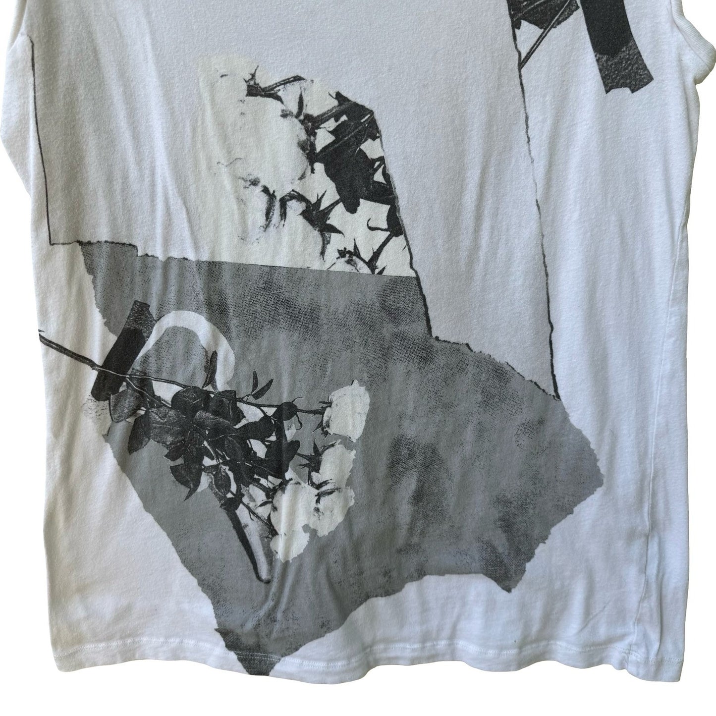 AllSaints Graphic Floral Rose Sleeveless Alt Edgy Rocker Muscle Tee Shirt Mens S