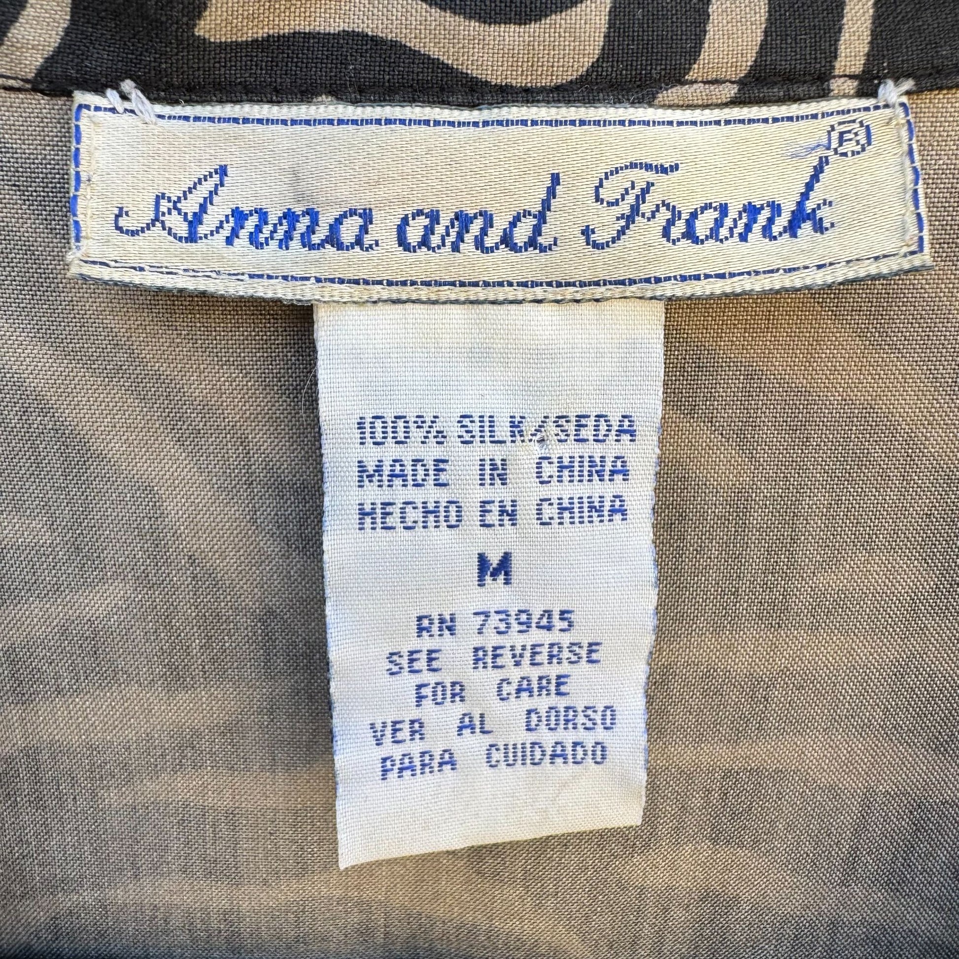 Anna & Frank Vintage Womens Zebra Animal Print Glam Silk Long Sleeve Blouse M