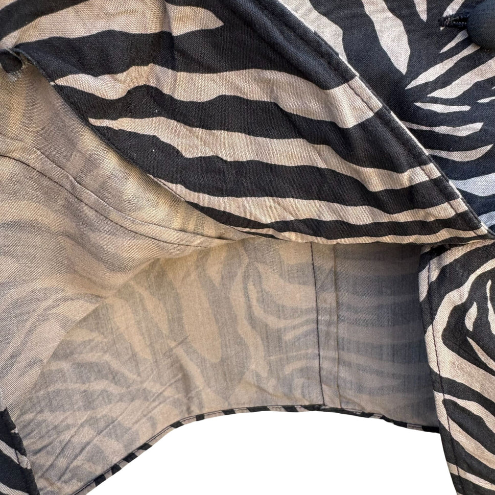 Anna & Frank Vintage Womens Zebra Animal Print Glam Silk Long Sleeve Blouse M