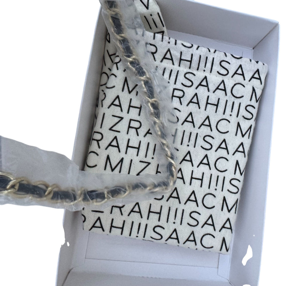 Isaac Mizrahi Live Quilted Mini Crossbody Bag Gold Logo Closure Chain Strap New