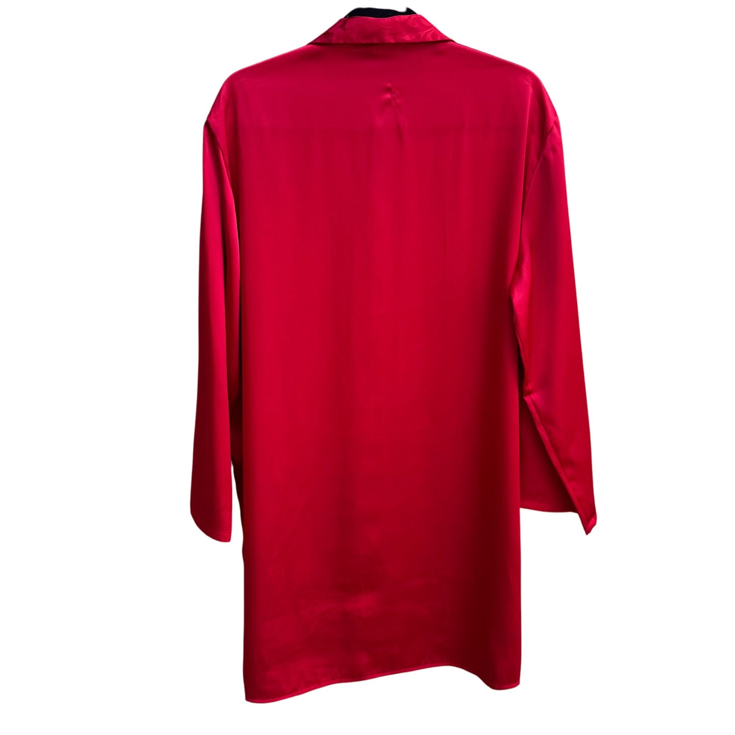 Secret Treasures Ladies Red Satin Button-Up Lightweight Sleepwear Shirt M